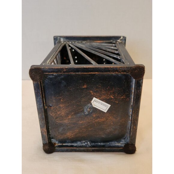 Rustic Metal Lantern Candle Holder Distressed Copper Finish 11" Tall - Picture 6 of 9